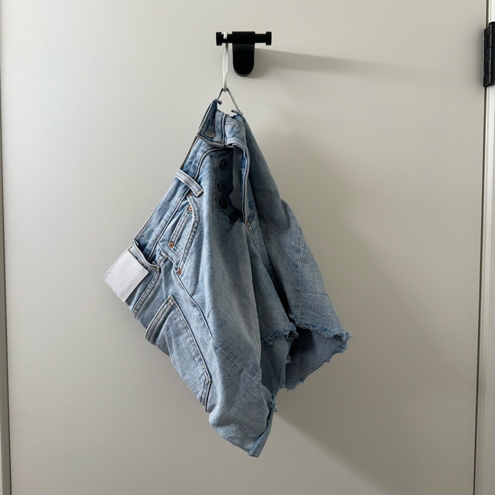 Denim Forum Light Blue High-Rise Cutoff Jean Shorts - Picture 5 of 5
